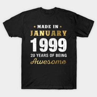 Made in January 1999 20 Years Of Being Awesome T-Shirt